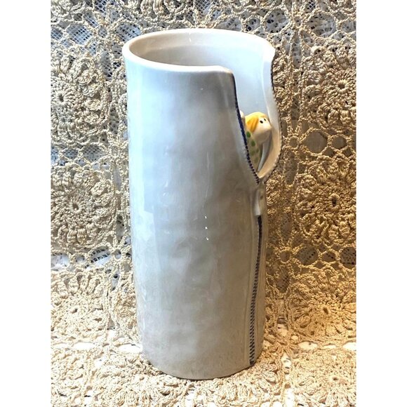 Fitz and Floyd Ceramic Vase With Peeking Figure & Zipper Detail 10” Tall Unique - Picture 3 of 5